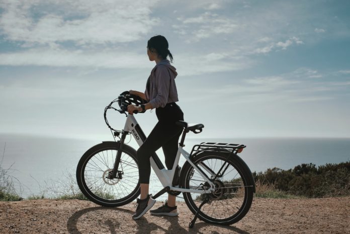 Woman riding an e-bike