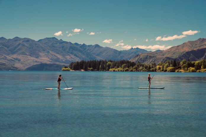 Stand-up Paddleboarding in Lake Wanaka, New Zealand